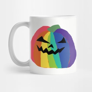 Big Abstract Rainbow Halloween Horror Pumpkin Mug